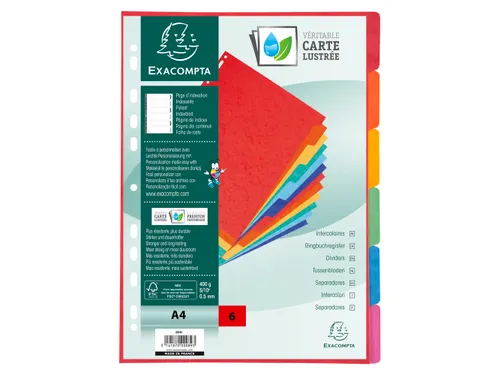 Tabbladen glanskarton 400g 6-delig A4 Assorti 17-gaats