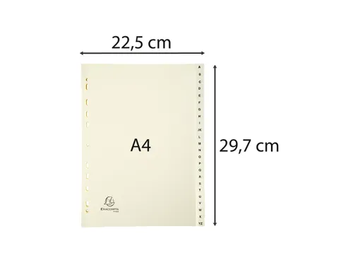 Tabbladen karton 155 g 24 tabs A-Z ivoor