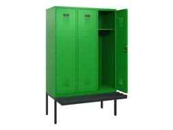 locker met bank,HxBxD 1950x1200x815mm,3vak,vak B 400mm,cilinderslot