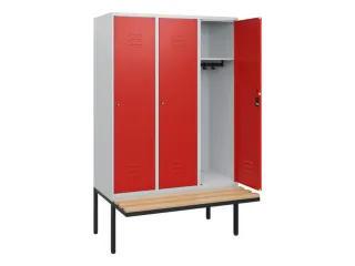 locker met bank,HxBxD 1950x1200x815mm,3vak,vak B 400mm,cil.-slot - 2
