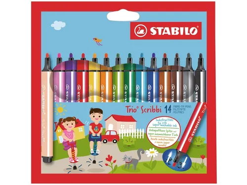 Viltstift STABILO Trio Scribbi 368/14 assorti etui à 14 stuks