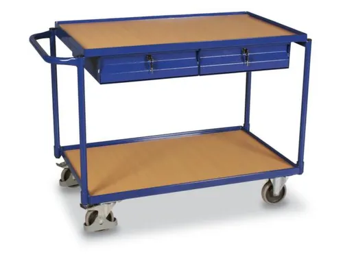 Tafelwagen 250kg 1000x600mm 2 Etages 2 Laden Houten Plaat