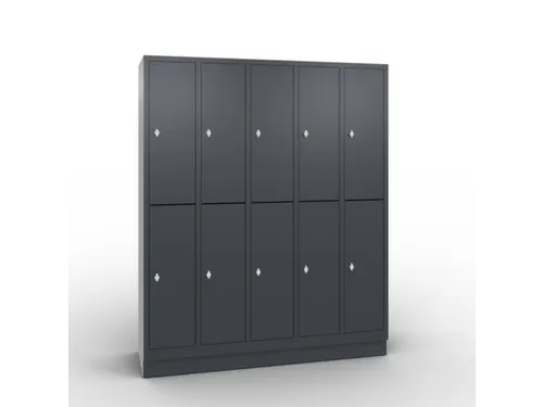 lockerkast draaigrendel 1800x1480x500 5x2vakken RAL7021 front RAL7021
