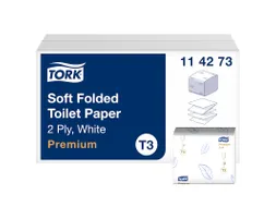 Toiletpapier Tork 114273 T3 zacht gevouwen premium 2-laags
