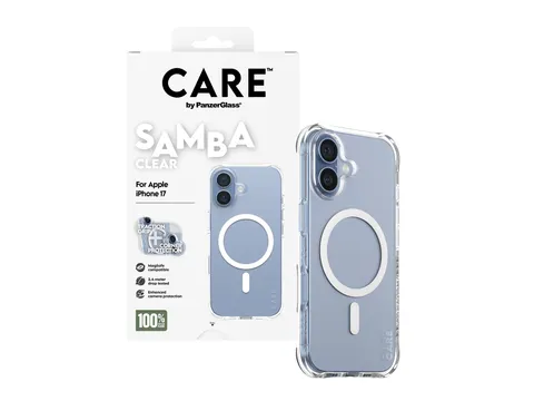 PanzerGlass CARE by Samba Case Transparent w. White MagSafe iPho
