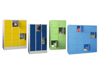 lockerkast,HxBxD 855x600x500mm,2x2vakken,RAL7035,front RAL3000 - 1