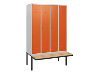 locker met bank,HxBxD 1950x1200x815mm,4vak,vak B 300mm,cil.-slot - 1