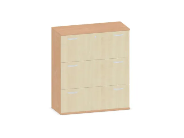 hangmappenkast 1150x1000x430mm 3hangmappenframes beuken + Esdoorn