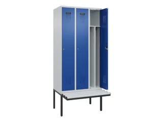 locker met bank,voor scheiding van kleding,HxBxD 2120x900x815mm,3vak - 1
