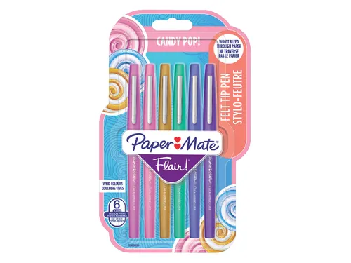 Fineliner Paper Mate Flair Candy Pop! medium assorti blister à 6 stuk