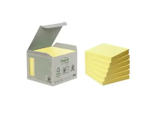 Memoblok Post-it 654-1B 76x76mm recycled geel 6 stuks à 100 vel - 1