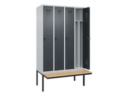 locker met bank,voor scheiding van kleding,HxBxD 2120x1200x815mm,4vak