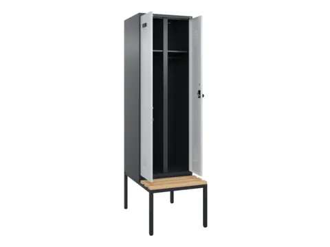 locker met bank,voor scheiding van kleding,HxBxD 2120x600x815mm,2vak