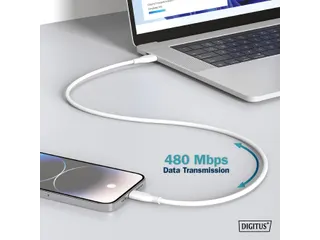 USB-C siliconen oplaadkabel USB-A USB-C 1m USB 2.0 60W wit - 7