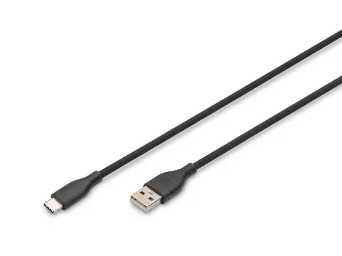 USB-C siliconen oplaadkabel USB-A USB-C 1m USB 2.0 60W zwart