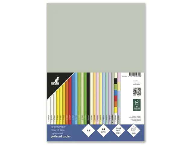 Papier Kangaro A4 80grs pastel grijs pak 100 vel