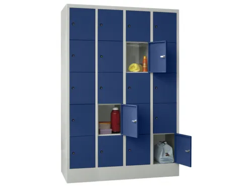 lockerkast,4x5vakken,vak B 300mm,cil.-slot,RAL7035,front RAL5010