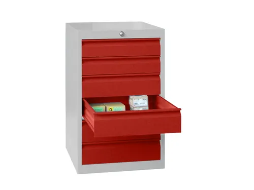 ladekast,HxBxD 800x715x600mm,6lade(n),cil.-slot,RAL7035,front RAL3000