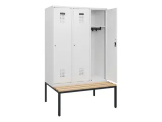 locker met bank,HxBxD 1950x1200x815mm,3vak,vak B 400mm,cilinderslot - 1