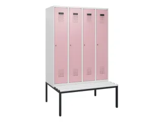 locker met bank,HxBxD 1950x1200x815mm,4vak,vak B 300mm,cilinderslot - 2