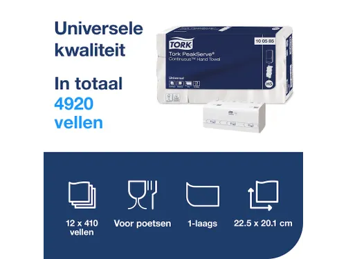 Tork 100585 PeakServe Continu Handdoek Universal H5 1-laags 410 vel