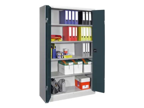 Vouwdeurkast 1950x1200x400mm 4legborden Verzinkt Ral7035 Front Ral7016