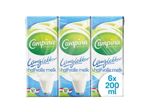 Campina LangLekker halfvolle melk 6x 200ml