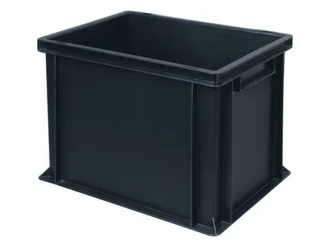 ESD-stapelbak,HxLxB 320x400x300mm,31l,PP,zwart,Wanden gesloten