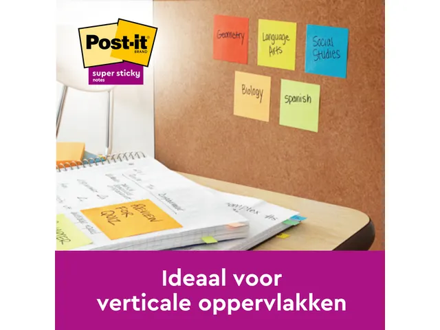 Memoblok Post-it 654 Super Sticky 76x76mm Playful 6 stuks