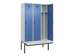 locker met bank,voor scheiding van kleding,HxBxD 2120x1200x815mm,3vak
