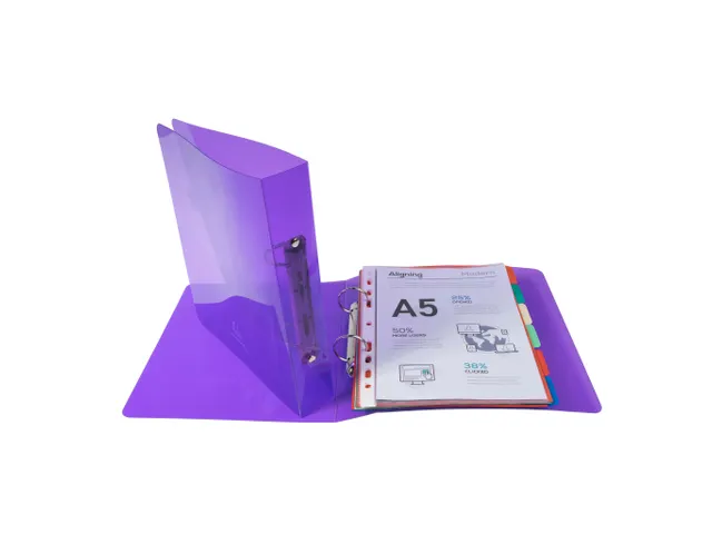 Ringmap A5 PP Cristal 2 ringen 30mm tussenafstand 80mm Assorti