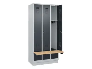 locker met bank,HxBxD 1950x900x815mm,3vak,vak B 300mm,cilinderslot - 1