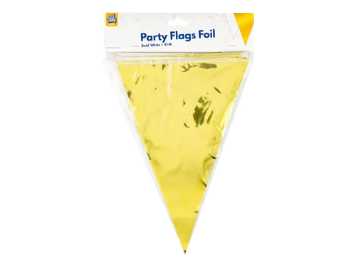 Slinger Folie vlaggen Party Flag Foil Goud-Wit 30cmx10m
