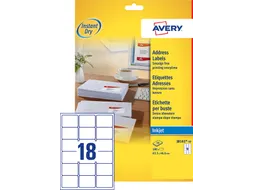 Adresetiket Avery J8161-10 63.5x46.6mm Inkjet Wit 180 stuks