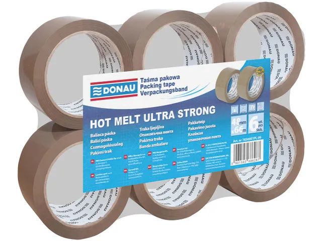 Donau verpakkingstape PP Hot-Melt 48mmx66m 50 micron bruin