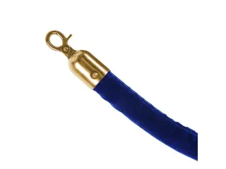 OUTLET Afzetkoord Velours Blauw 1.5 meter met Gouden haken - 1