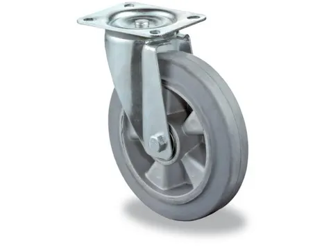 Zwenkwiel 220kg 125x50mm Elastische Banden Grijs Aluminium Velg