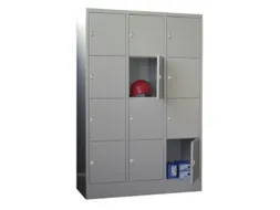 lockerkast,HxBxD 1850x1200x500mm,3x4vakken,RAL7035,front RAL6011