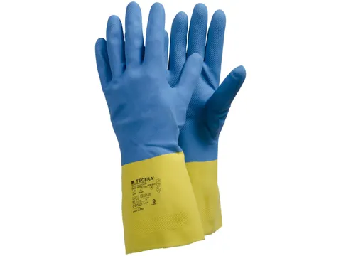 Tegera 2301 neopreen handschoenen, geel/blauw, maat 6, per 12 paar