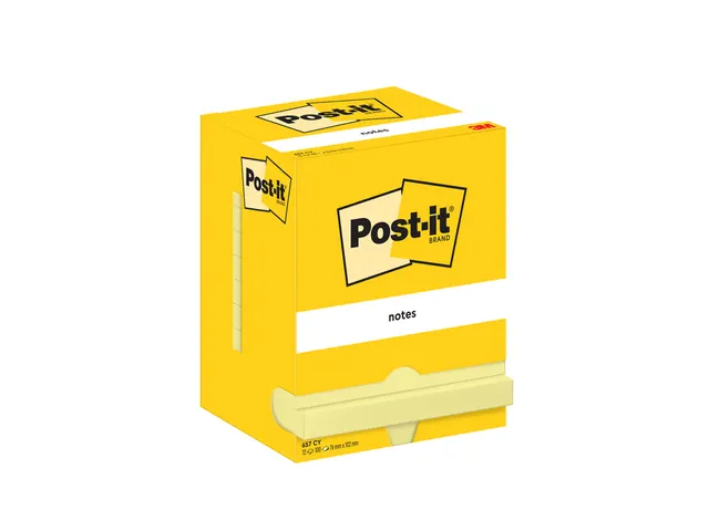 Memoblok Post-it 657 76x102mm geel 12 stuks
