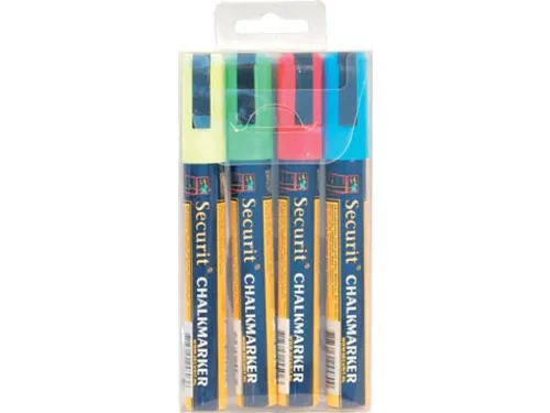Securit Krijtmarker Medium, Etui Met 4 Stuks Assorti Kleuren