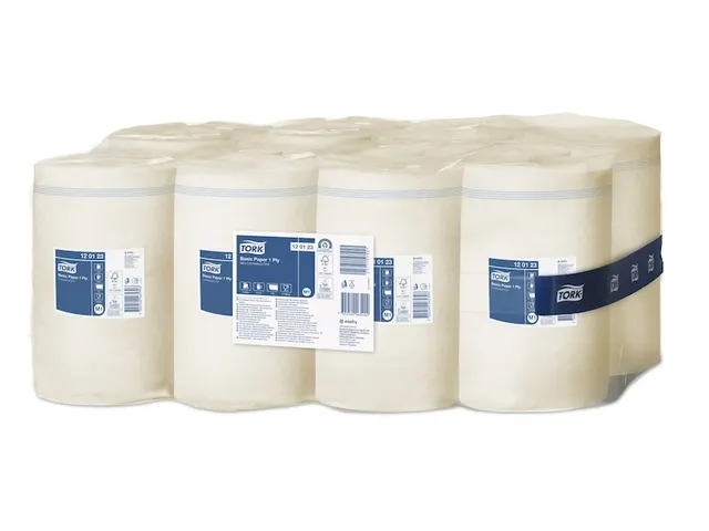 Poetsrol Tork M1 120123 1-laags 21.5x120m 11 rollen wit Pallet