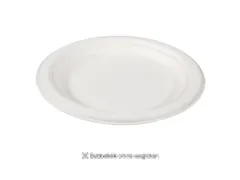 Bord Rond 1-vaks Bagasse 18cm Wit doos 500st