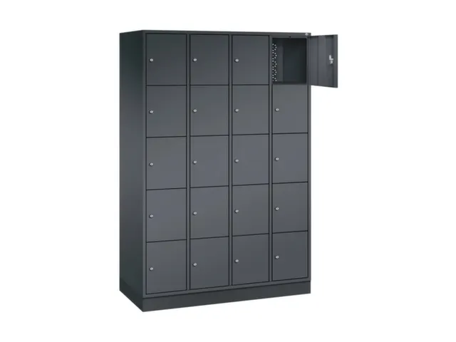 lockerkast,HxBxD 1950x1220x500mm,4x5vakken,cil.-slot,sokkel