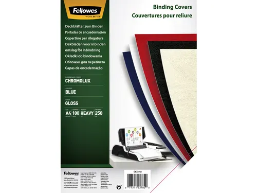 Voorblad Fellowes A4 Chromolux 250 gram karton blauw 100stuks