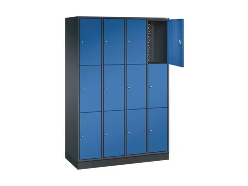 lockerkast,HxBxD 1950x1220x500mm,4x3vakken,cil.-slot,sokkel