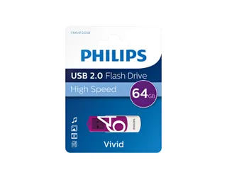 USB stick 2.0 Philips Vivid USB-A 64GB paars - 3