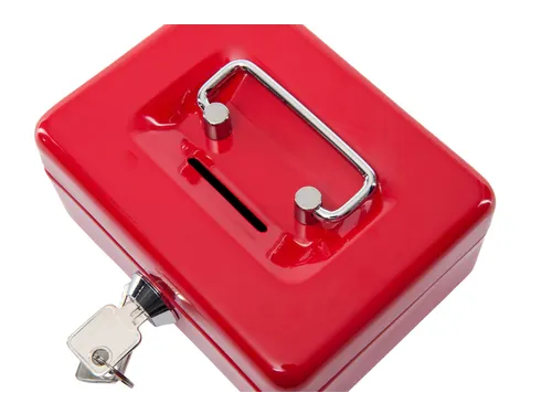Geldkist MAUL met muntgleuf en slot 125x95x60mm rood