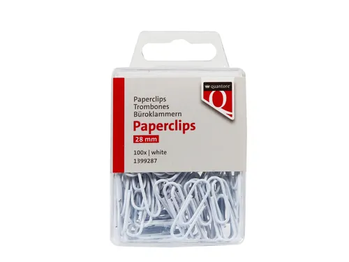 Paperclip Quantore 28mm 100 stuks wit