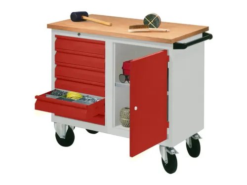 Werkplaatswagen 6 Laden 400kg Staalplaat Ral7035 Front Ral3000